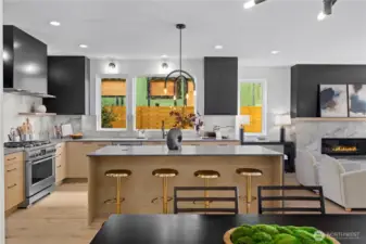 Dining area easily flows into the large chief kitchen.