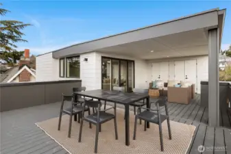 Large outdoor patio area on the 3rd level with water, city, mountain and territorial views.
