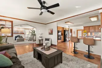 Family room with eating bar