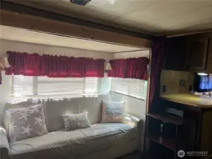 Sofa in the bump out for this trailer.