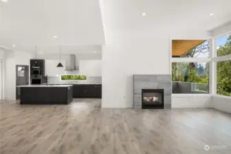 Main Floor Open Great Room • Upgraded Double-Side Twilight Fireplace • Energy Efficient Vinyl Windows