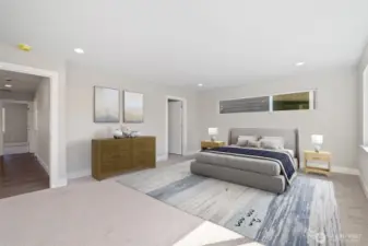 Virtually staged primary bedroom