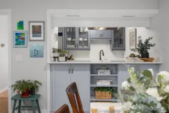 Ample depth for bar stools plus storage in the cabinets