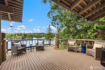 Spacious deck will host many future get togethers.