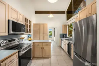 Spacious kitchen with plenty of cabinet storage and now BRAND NEW stainless steel appliances.