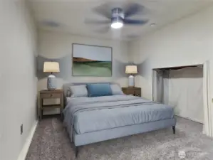 Virtually staged Bedroom