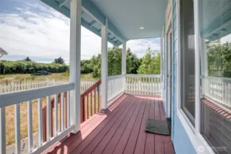 The inviting front deck is a wonderful place to enjoy morning coffee or evening sunsets.