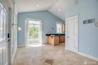 Vaulted ceilings make it feel open and spacious.