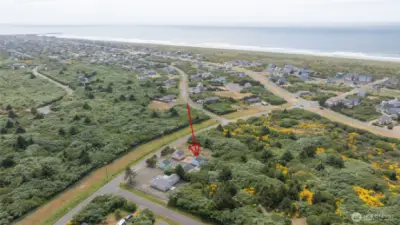 The Blue Turtle Cottage is located on one of the beach access roads.  Park at the end of the road and walk onto the beach!