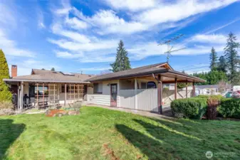 Fully fenced, large corner lot.