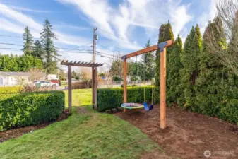 Fully fenced, large corner lot.