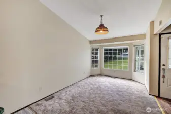 Formal entry into the home.  This is a multiple use room Could be Dining room or Living room . You decide.