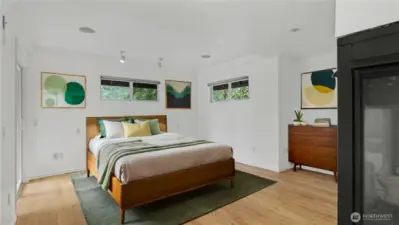 Upstairs primary, virtually staged