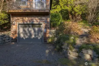 A close-up showing the stone work surrounding the cottage.