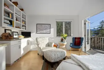 There is just an abundance of storage space with this built-in entertainment center.