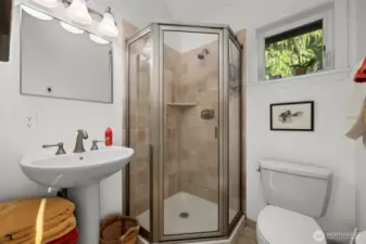 The 3/4 bath is nicely tiled and also has good natural light.