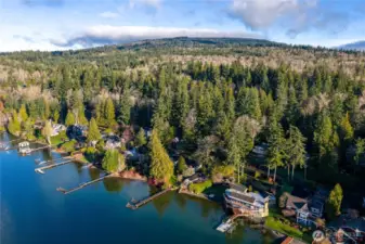 The cottage is nestled in the woods about in the center of this photo.