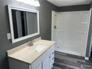 Primary bath with walk in shower.