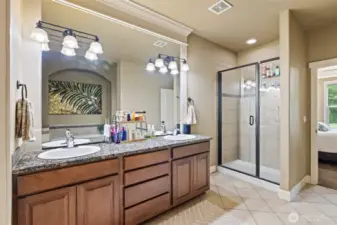 A roomy walk-in shower rounds out the primary bath.