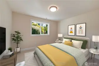 Bedroom. **Virtually staged.