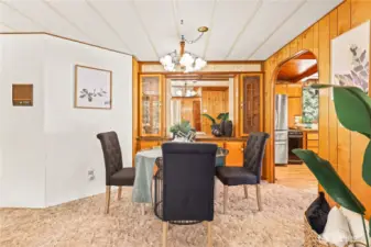 Formal dining with built in hutch.