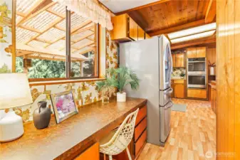 Built in desk off kitchen, study area or work from home.