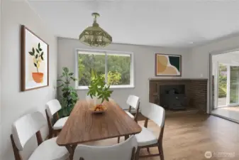 Virtually staged open dining and great room concept