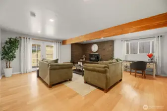 French doors lead outside covered patio