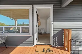 New deck steps in to completely remodeled home