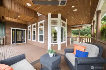 Wet bar with refrigerator around the corner.