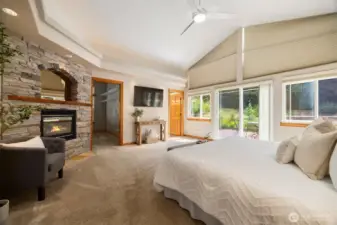 Primary Bedroom with gas fireplace.