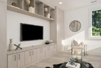 So much light! Upstairs bonus with ample built-in storage