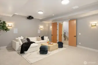 The Theatre room has a double door entrance