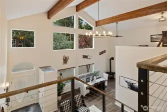 Wall of windows flooding the spaces with natural light.