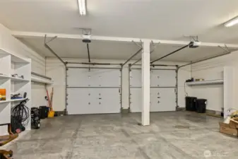 Large oversized 3 car garage with room to store recreational toys