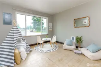 Third bedroom, oversized and across from the utility room.