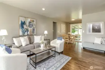 This view of the family room is from the front door.
