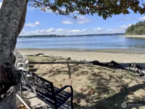 You can walk or drive.  Either way you can enjoy the benefits of water front without the cost.  Just minutes from the property, this Taylor Bay cove looks west towards the Olympic Mountains.