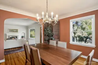 Formal dining with leaded picture window