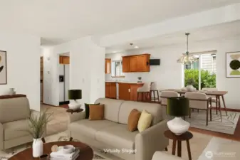 Open Floor Plan Living, Dining & Kitchen