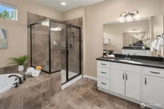 Primary bath with soaking tub and separate shower