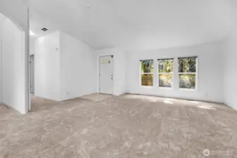 Vaulted Living and Dining rooms…