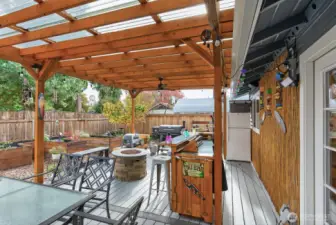 Raised garden beds that were recently built. easy maintenance back yead. New gutters around the house  Summer of 2025