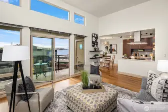 Looking towards kitchen and dining.