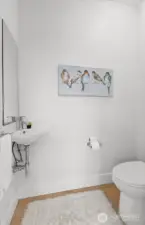 Half bath on the main level for convenience.