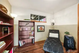 Reading nook in downstairs rec room.