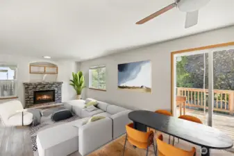 Virtually Staged Family and eat in kitchen