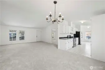 Open dining room into the kitchen.