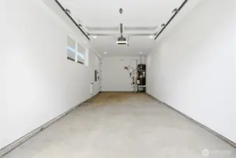 The one car garage is finished, insulated & heated