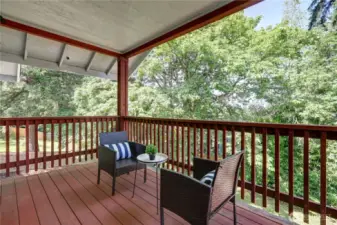 The covered private balcony